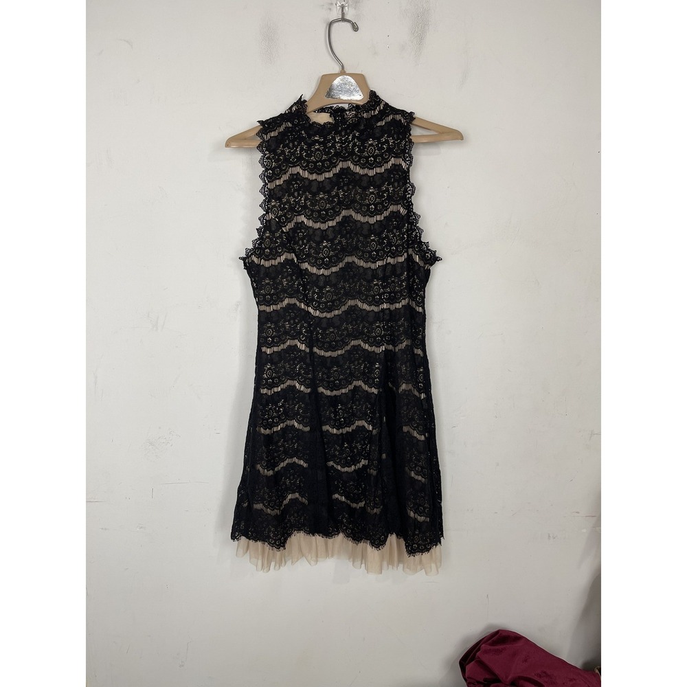 Trixxi Womens Dress Medium Black Lace Coquette Goth Emo Hoco Formal